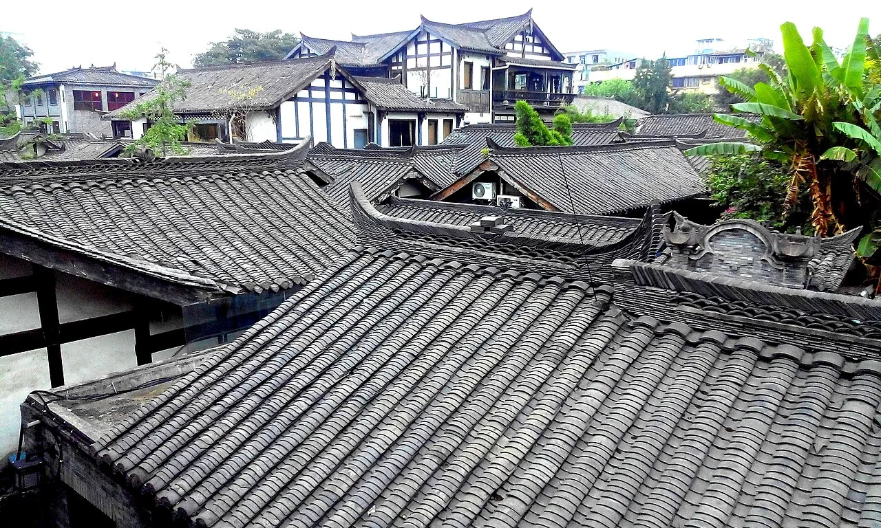 成都宽窄巷青瓦, Grey Tiled Rooftop, Wide and Narrow Alley, Chengdu, China