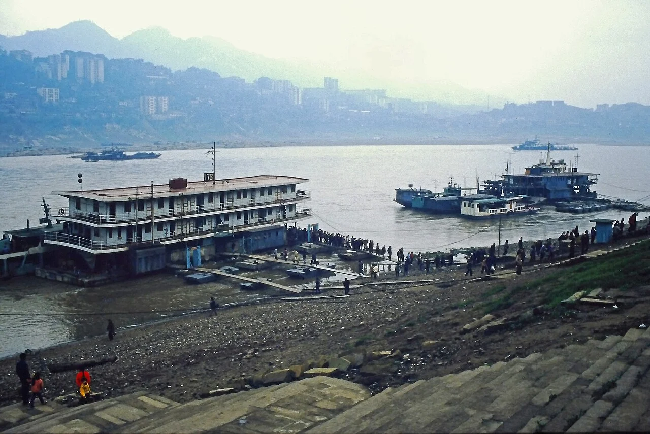 Ferry boats on the Yangtze river at Chongqing in 1988