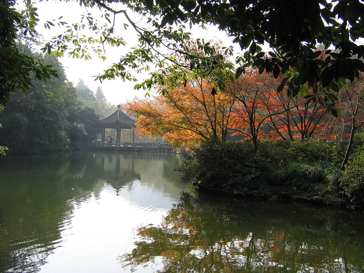 China Hangzhou Nine Creeks Meandering Through a Misty Forest(九溪烟树)