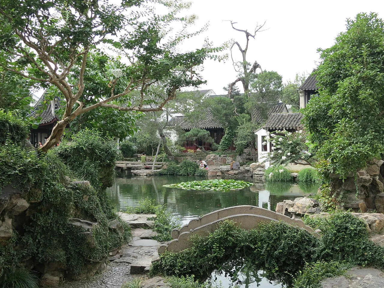 View of the main pond in the Master of the Nets Garden 网师园 in Suzhou, China